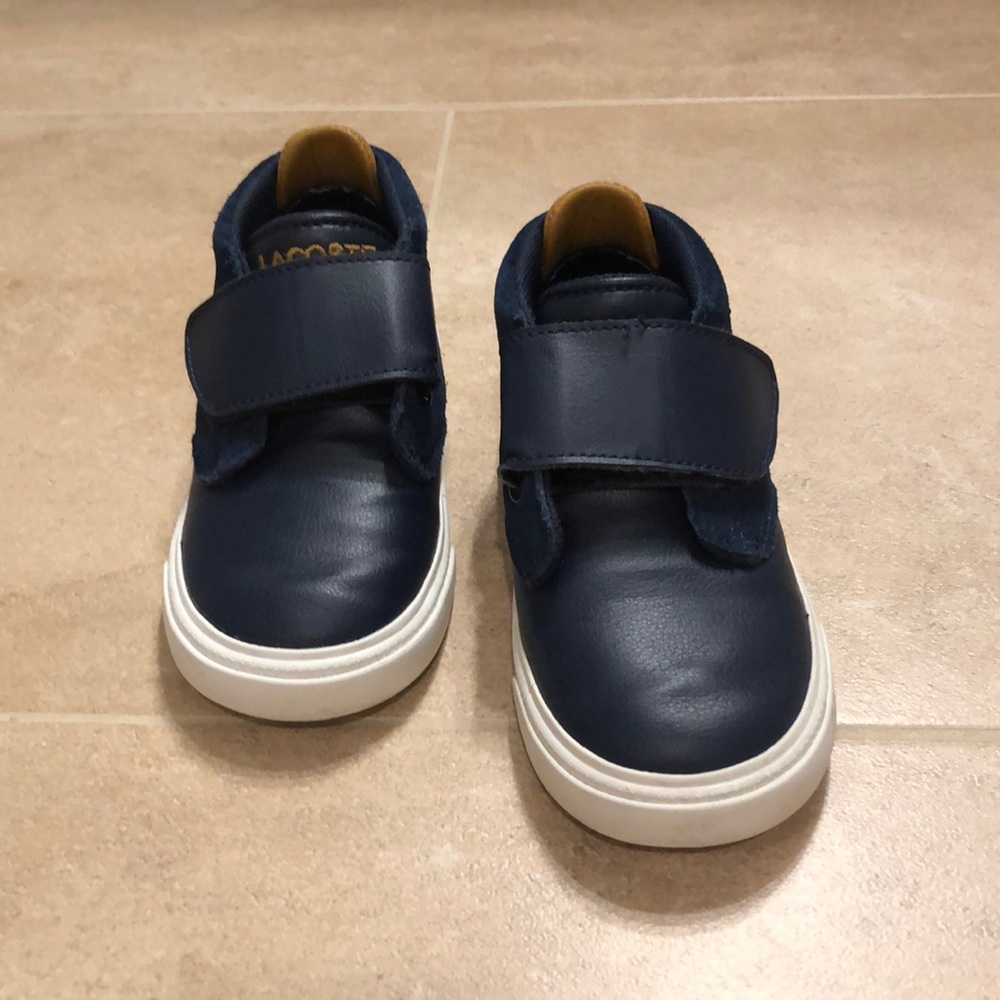 Lacoste Toddler Shoes Navy Blue Leather and Suede